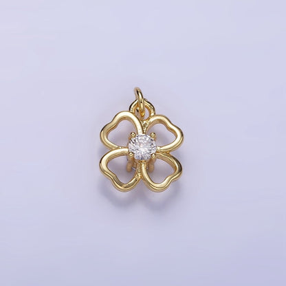 24K Gold Filled 10mm CZ Open Flower Mini Charm in Gold &amp; Silver | C588