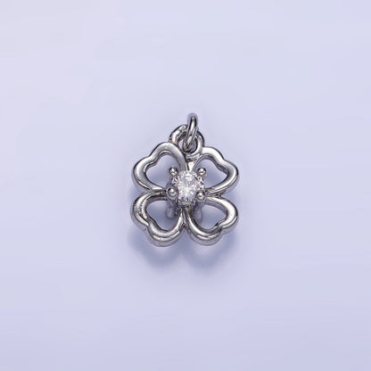 24K Gold Filled 10mm CZ Open Flower Mini Charm in Gold &amp; Silver | C588
