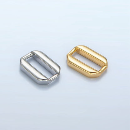 24K Gold Filled 10mm Edged Oblong Charm Link Findings in Gold &amp; Silver | Z860
