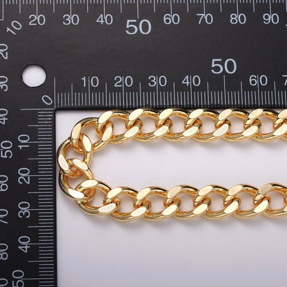 24k Gold Filled 10mm Flat Link Curb Unfinished Statement Chain in Gold &amp; Silver | ROLL-1066, ROLL-1078 Clearance Pricing