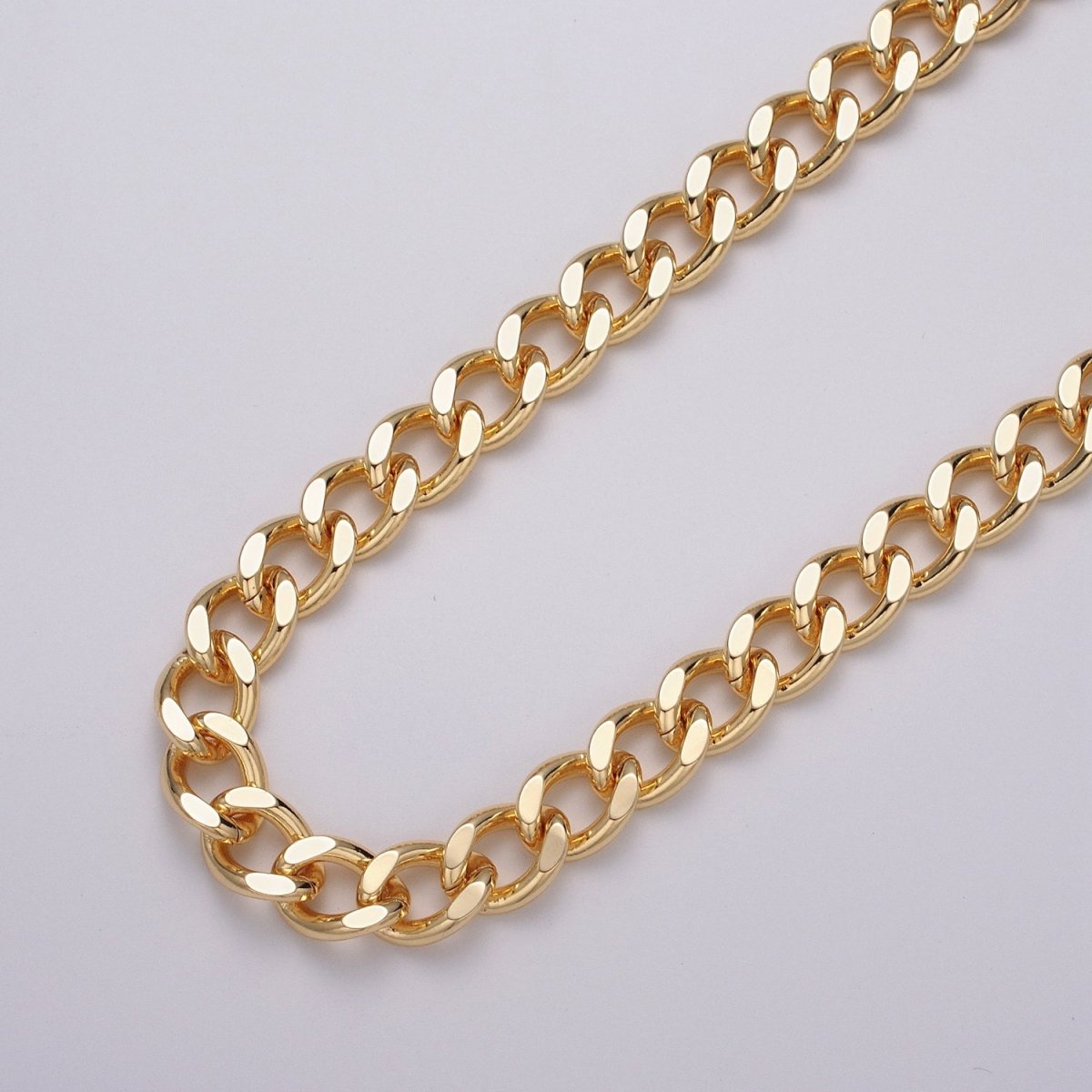 24k Gold Filled 10mm Flat Link Curb Unfinished Statement Chain in Gold &amp; Silver | ROLL-1066, ROLL-1078 Clearance Pricing