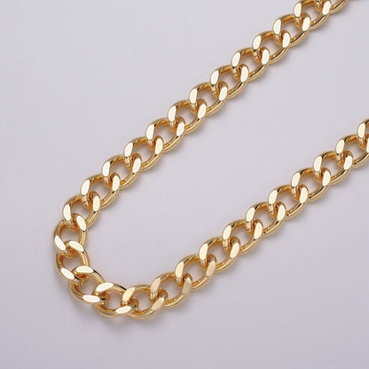 24k Gold Filled 10mm Flat Link Curb Unfinished Statement Chain in Gold &amp; Silver | ROLL-1066, ROLL-1078 Clearance Pricing