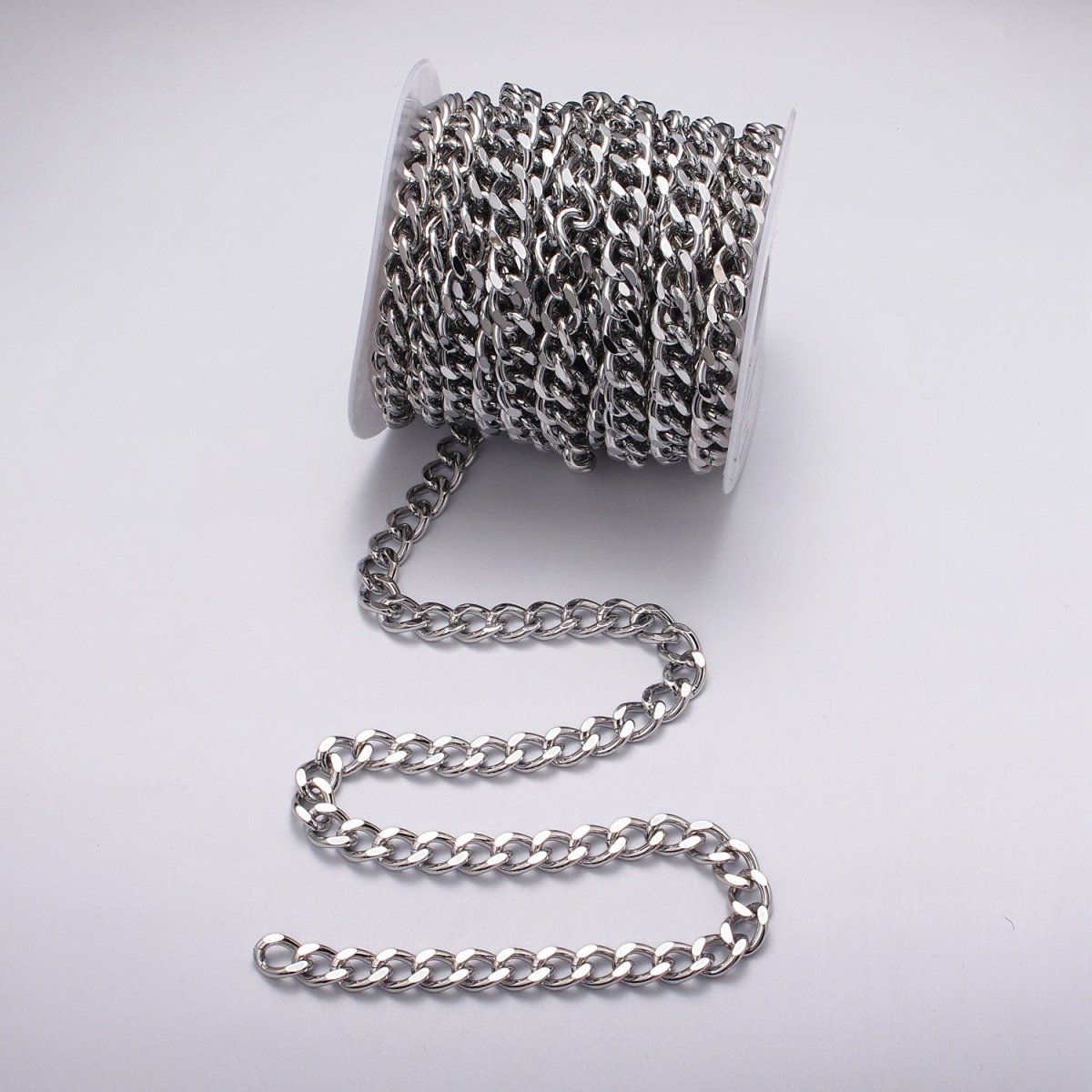 24k Gold Filled 10mm Flat Link Curb Unfinished Statement Chain in Gold &amp; Silver | ROLL-1066, ROLL-1078 Clearance Pricing