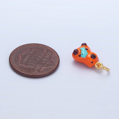 24K Gold Filled 10mm Glass Capybara with Fish Animal Charm | X577