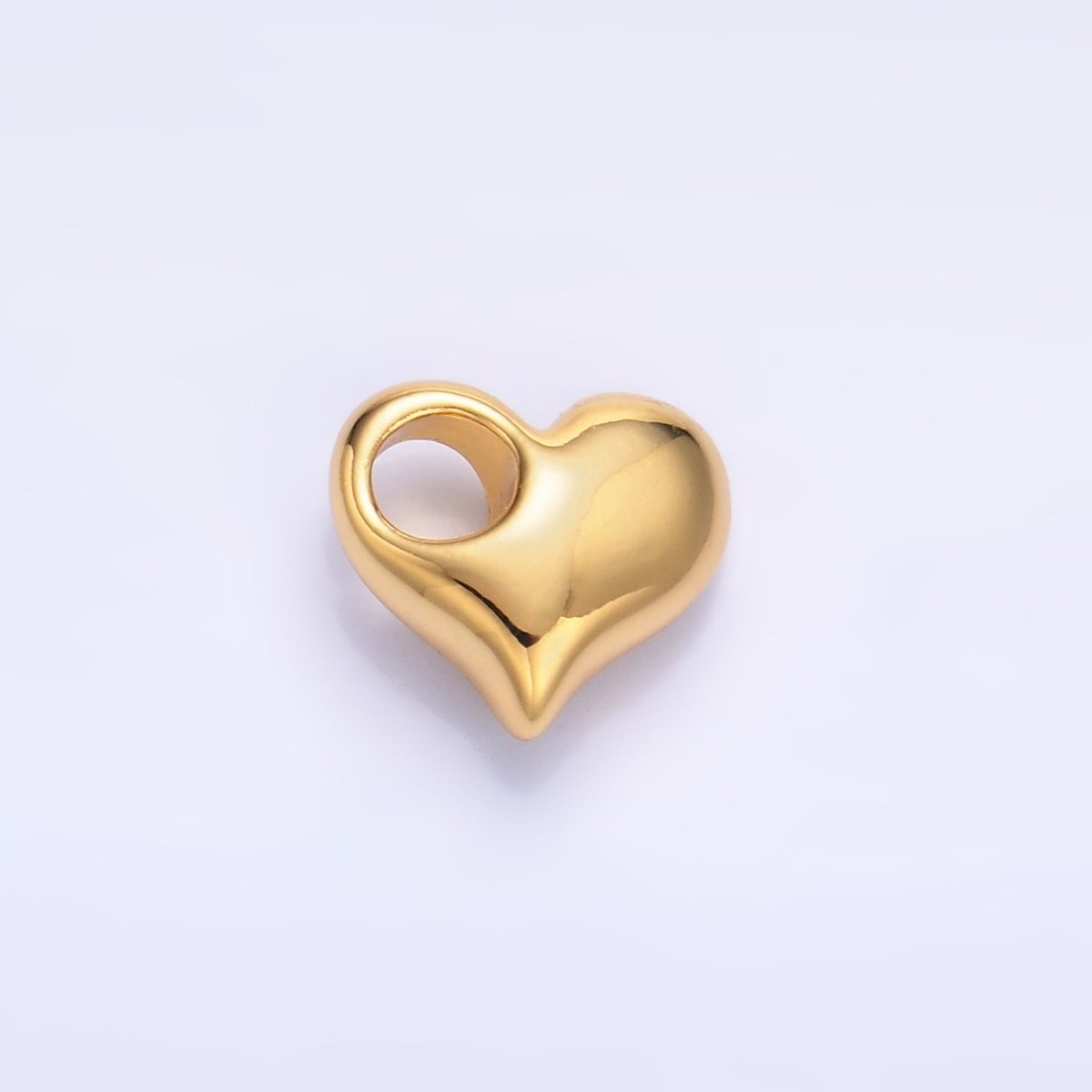 24K Gold Filled 10mm Heart 3D Multidimensional Charm in Gold &amp; Silver | M181