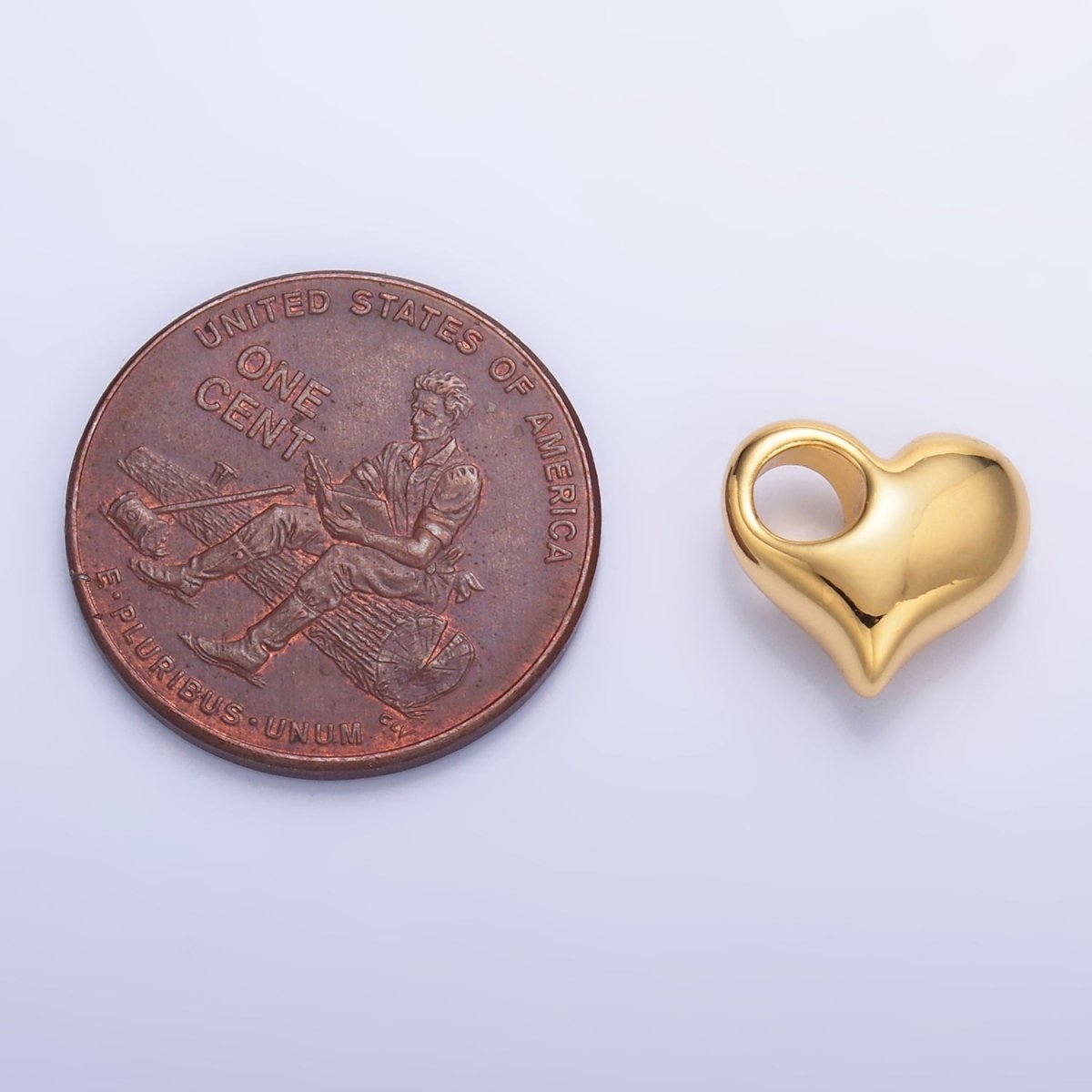 24K Gold Filled 10mm Heart 3D Multidimensional Charm in Gold &amp; Silver | M181
