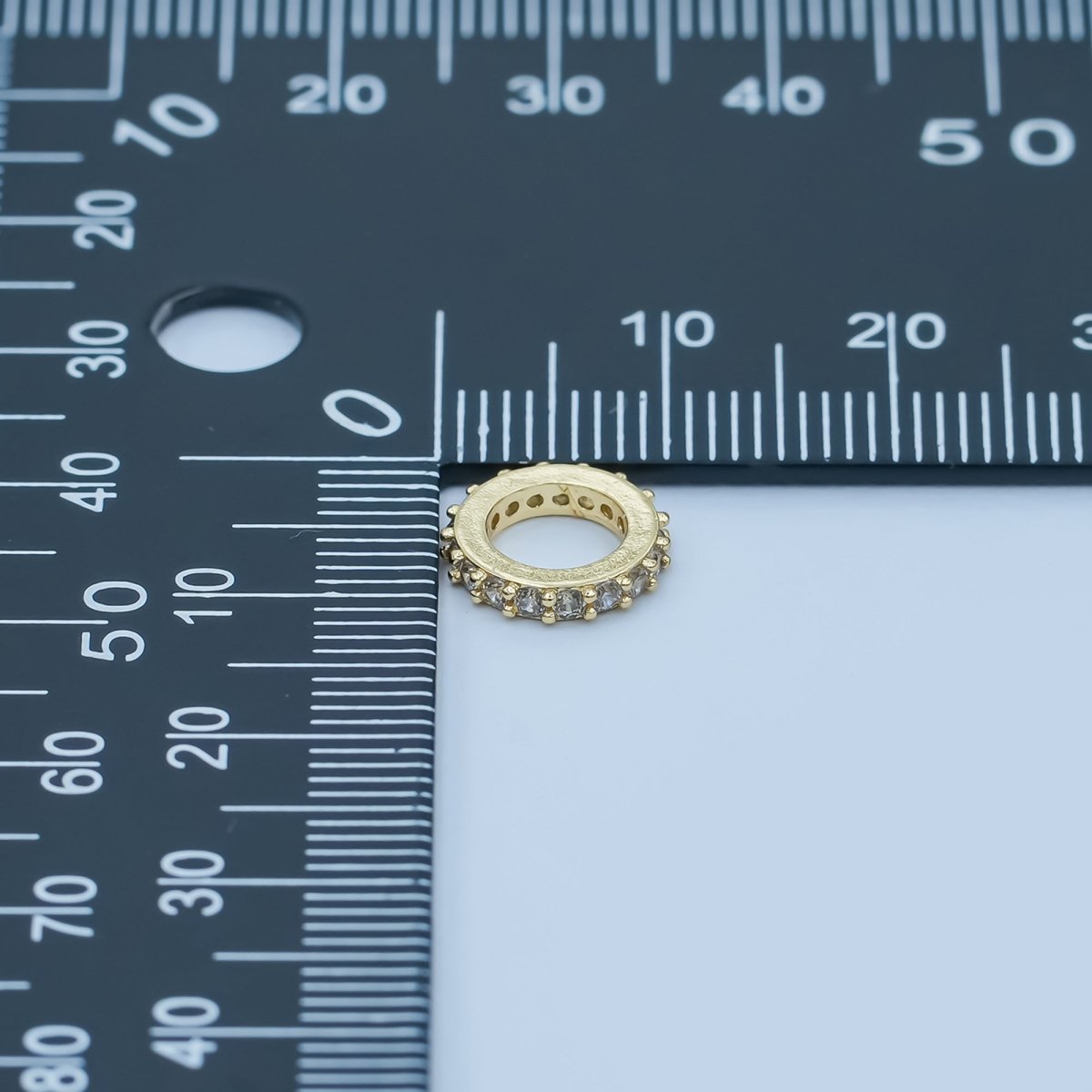 24K Gold Filled 10mm Micro Paved CZ Thin Bead Finding | Z1147