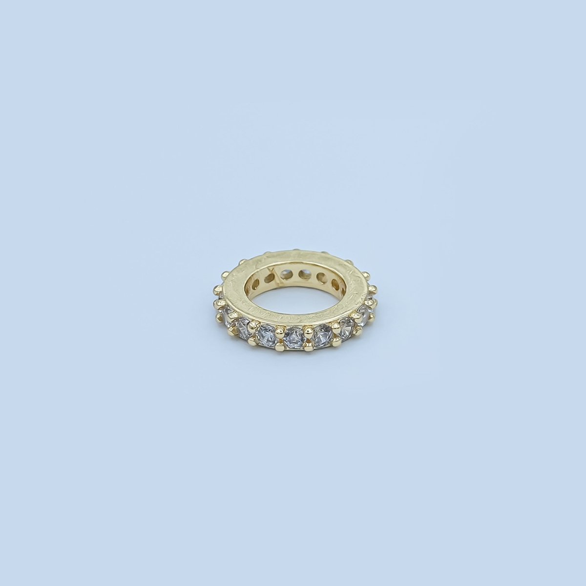 24K Gold Filled 10mm Micro Paved CZ Thin Bead Finding | Z1147