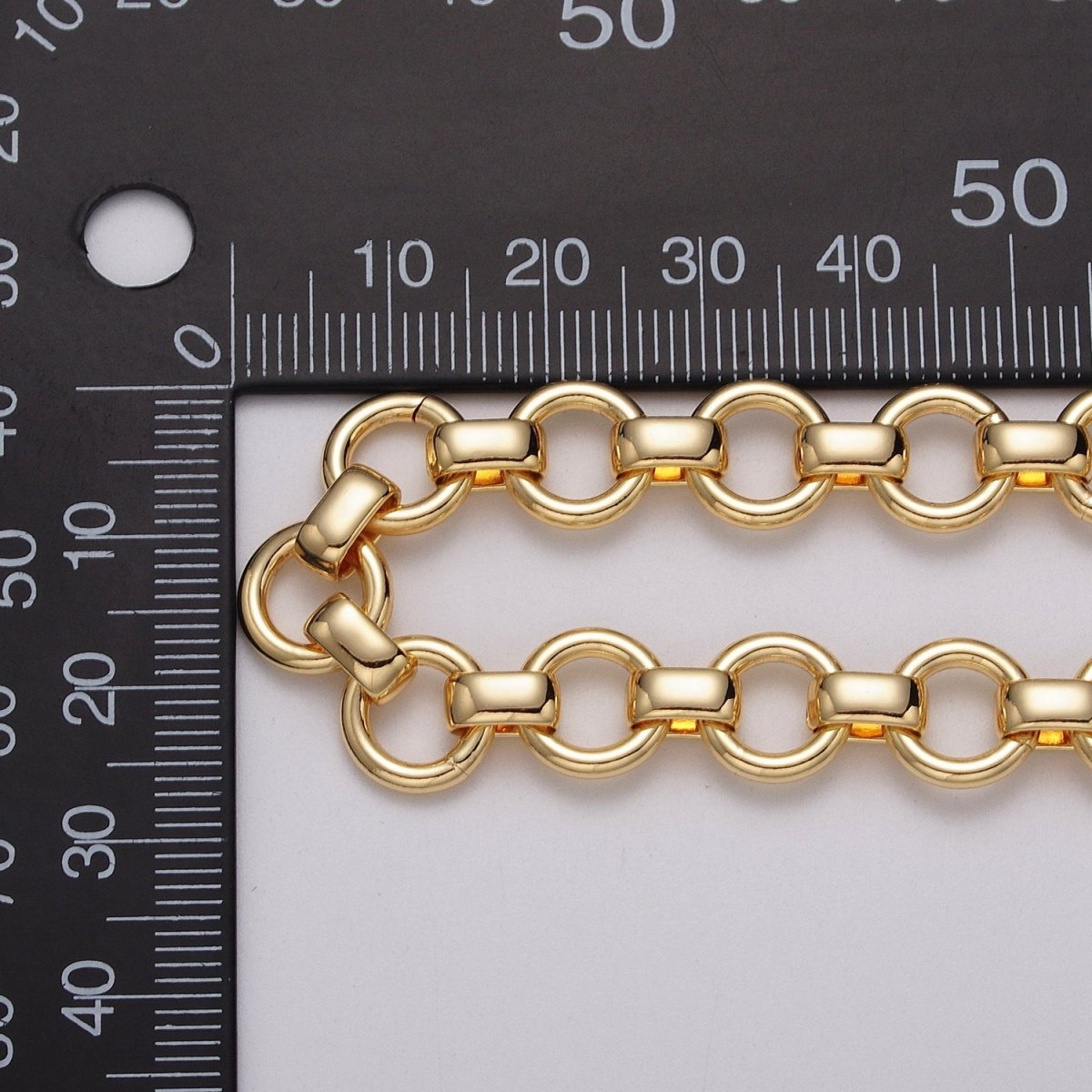 24k Gold Filled 10mm Rolo Wide Cable Link Unfinished Yard Chain in Gold &amp; Silver | ROLL-1128 ROLL-1201 Clearance Pricing