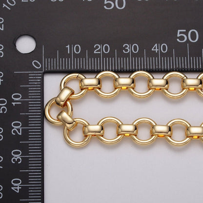 24k Gold Filled 10mm Rolo Wide Cable Link Unfinished Yard Chain in Gold &amp; Silver | ROLL-1128 ROLL-1201 Clearance Pricing