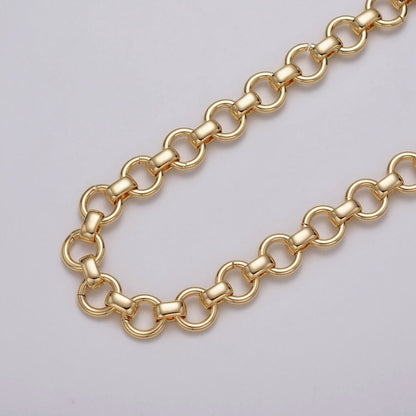 24k Gold Filled 10mm Rolo Wide Cable Link Unfinished Yard Chain in Gold &amp; Silver | ROLL-1128 ROLL-1201 Clearance Pricing