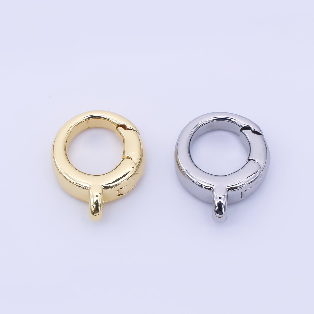 24K Gold Filled 10mm Round Push Gate Clasp Finding in Gold &amp; Silver | Z1280