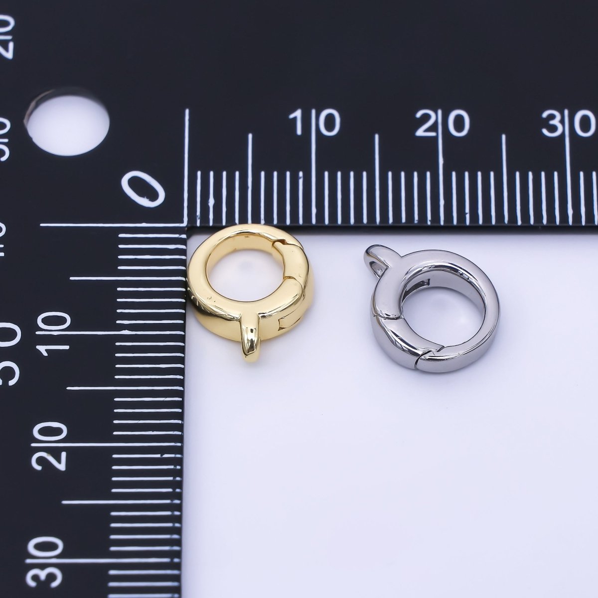 24K Gold Filled 10mm Round Push Gate Clasp Finding in Gold &amp; Silver | Z1280
