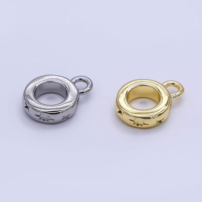 24K Gold Filled 10mm Celestial North Star Drop Rondelle Bail Slide Charm Holder in Gold &amp; Silver | Z1299