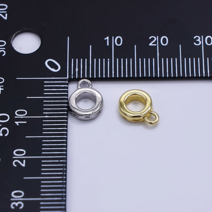 24K Gold Filled 10mm Celestial North Star Drop Rondelle Bail Slide Charm Holder in Gold &amp; Silver | Z1299