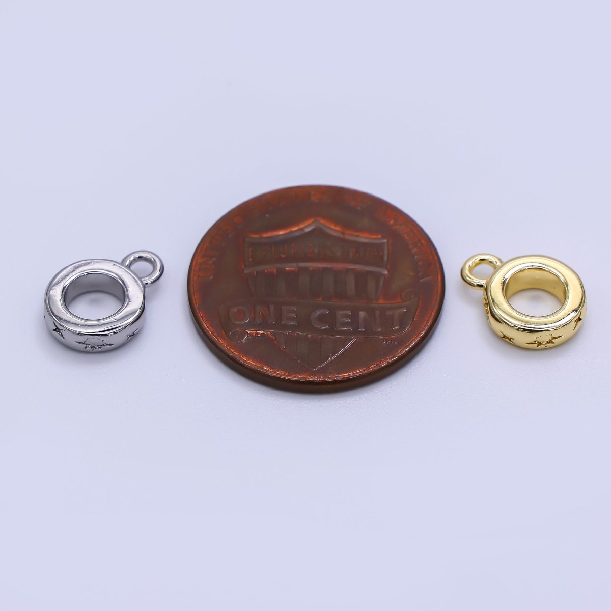 24K Gold Filled 10mm Celestial North Star Drop Rondelle Bail Slide Charm Holder in Gold &amp; Silver | Z1299