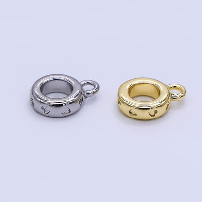 24K Gold Filled 10mm Heart Drop Rondelle Bail Slide Charm Holder Enhancer in Gold &amp; Silver | Z1296