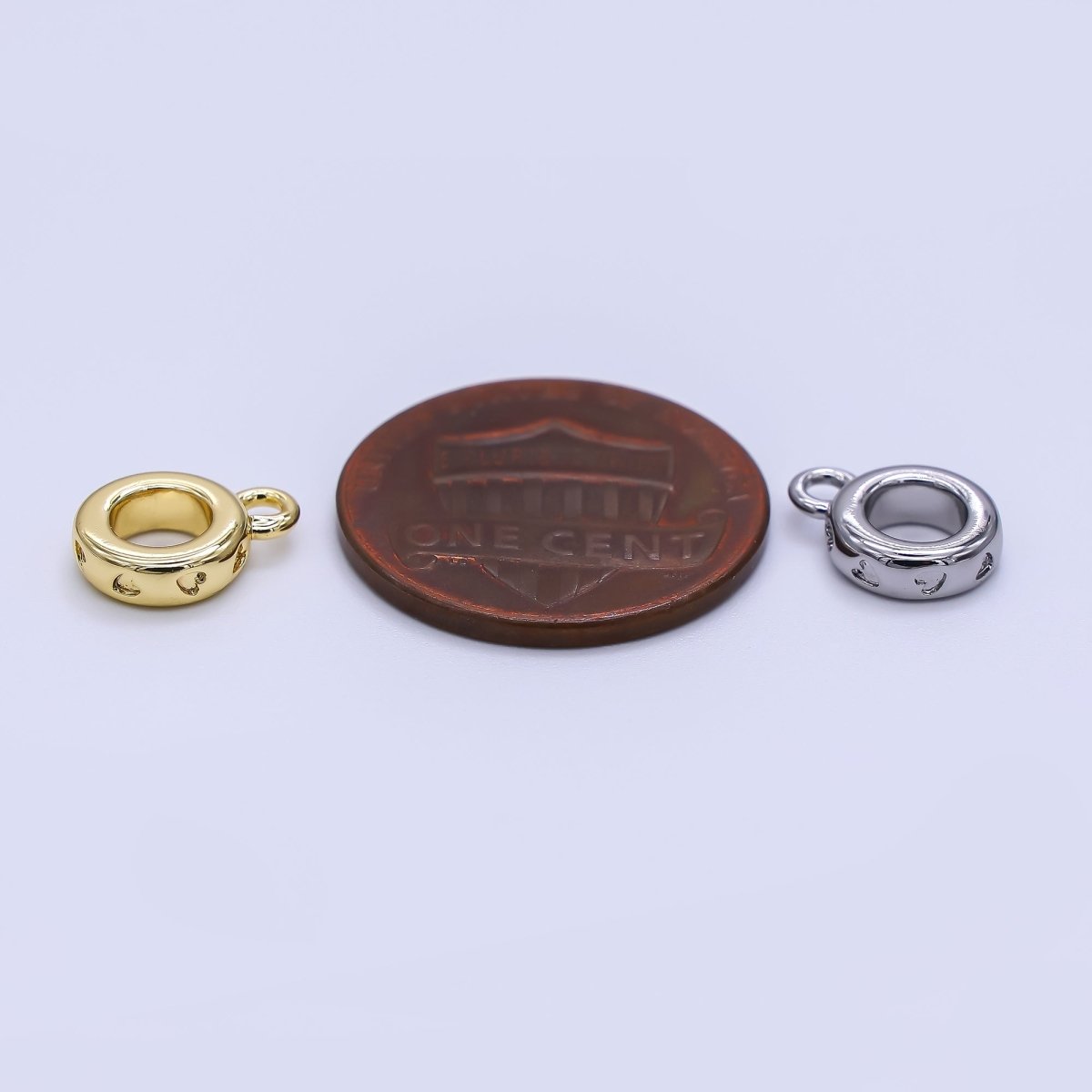 24K Gold Filled 10mm Heart Drop Rondelle Bail Slide Charm Holder Enhancer in Gold &amp; Silver | Z1296