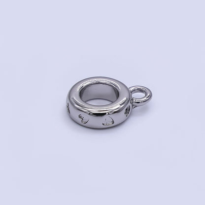 24K Gold Filled 10mm Heart Drop Rondelle Bail Slide Charm Holder Enhancer in Gold &amp; Silver | Z1296