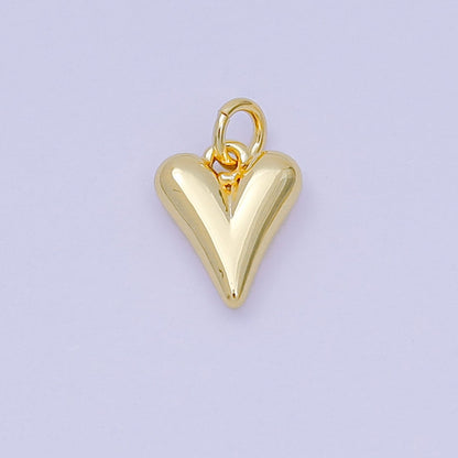 24K Gold Filled 10mm Minimalist Chubby 3D Heart Love Charm | D-271
