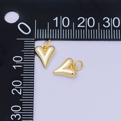 24K Gold Filled 10mm Minimalist Chubby 3D Heart Love Charm | D-271