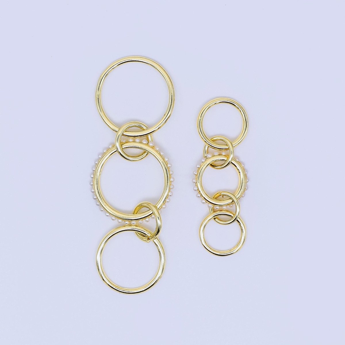 24K Gold Filled 10mm Shell Pearl Triple Interlocking Jumpring Findings | Z-1274 Z-1275