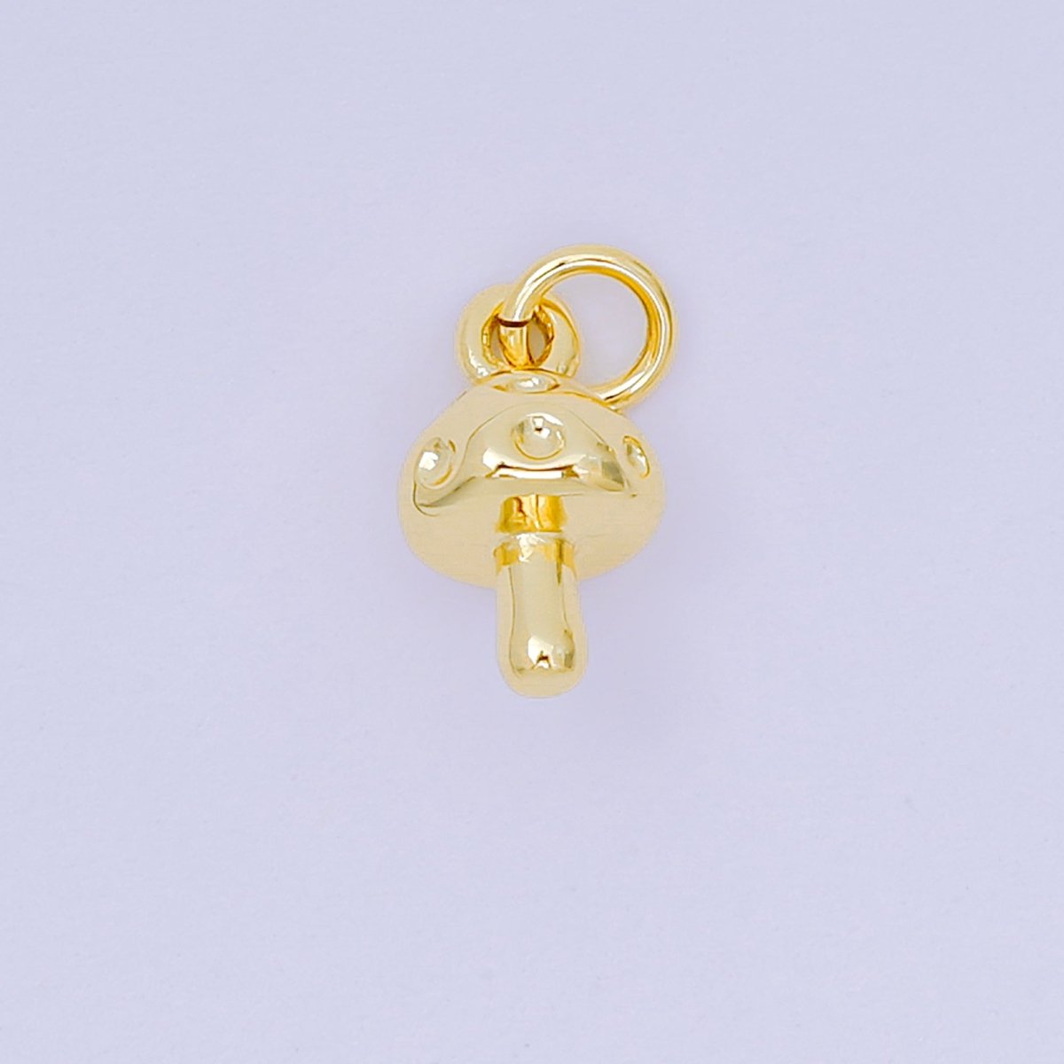 24K Gold Filled 10mm Tiny Forest Mushroom Multidimensional 3D Charm | AH-683