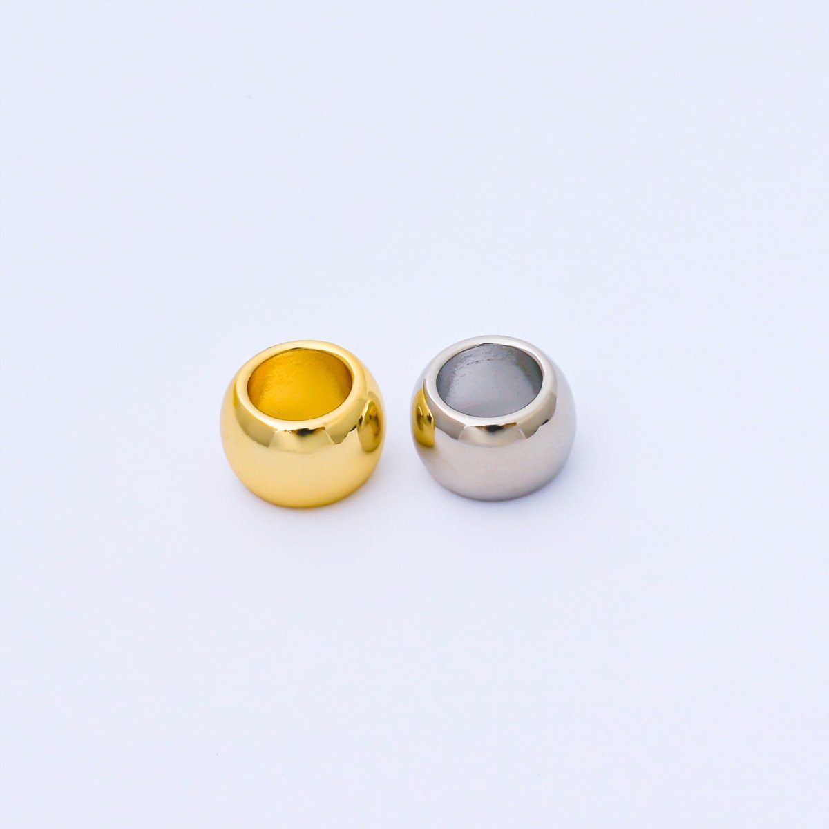 24K Gold Filled 10mm x 6.5mm Minimalist Dome Bead in Gold &amp; Silver | B488