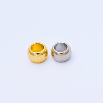 24K Gold Filled 10mm x 6.5mm Minimalist Dome Bead in Gold &amp; Silver | B488
