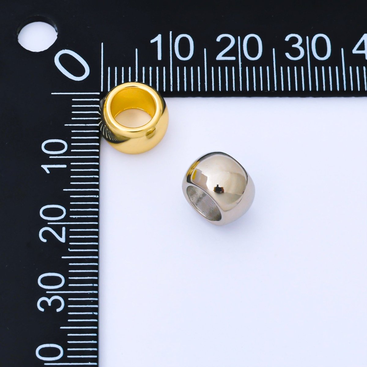 24K Gold Filled 10mm x 6.5mm Minimalist Dome Bead in Gold &amp; Silver | B488