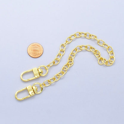 24K Gold Filled 11.5 Inch Cable Chain Bag Purse Charm Keychain Findings | WA-2761