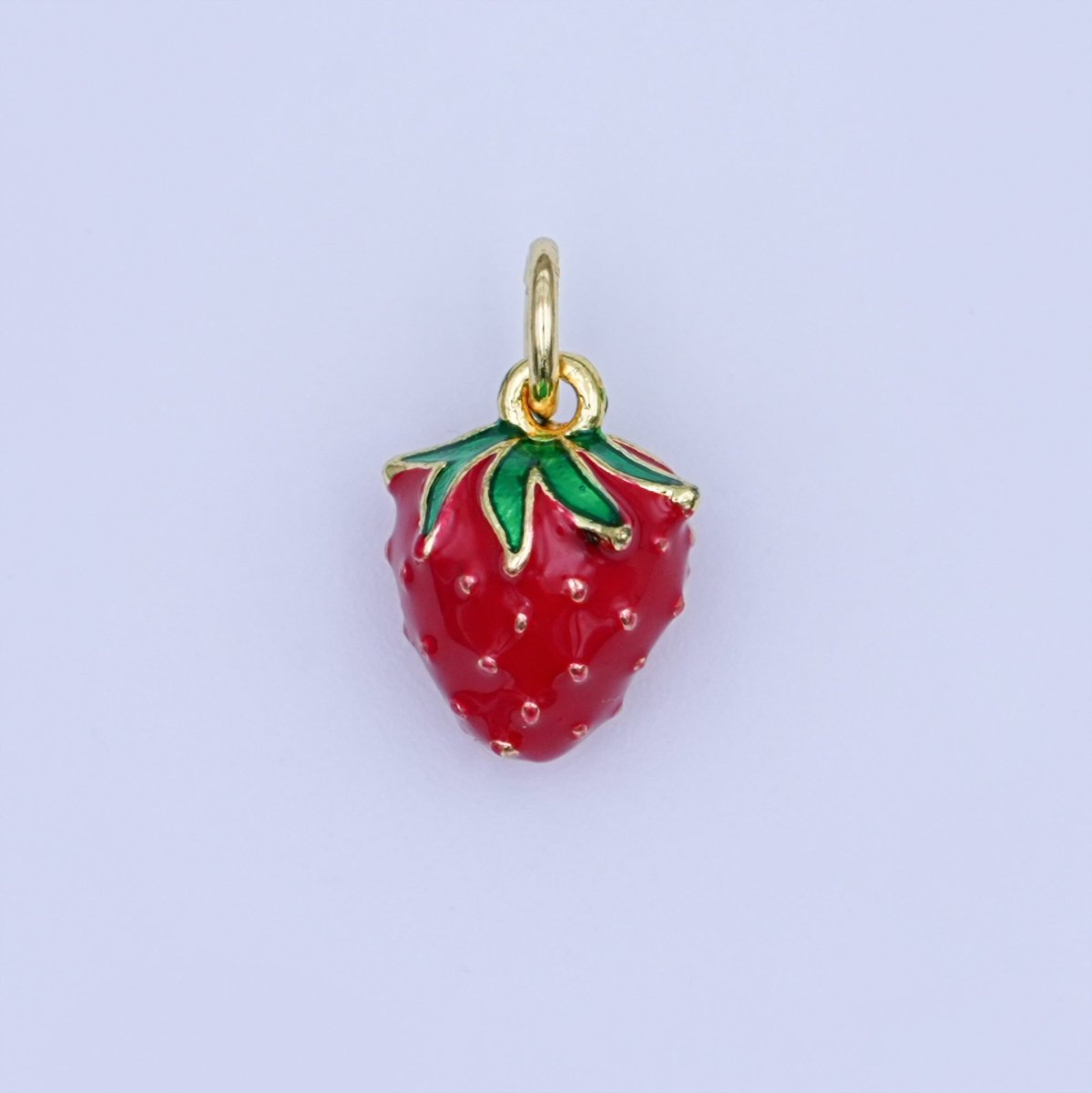 24K Gold Filled 11.5mm Red Strawberry 3D Multidimensional Mini Charm | W287