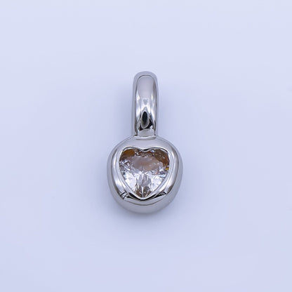 24K Gold Filled 11mm Bezel Framed Clear Heart-Shaped CZ Pendant in Gold &amp; Silver | AA1611