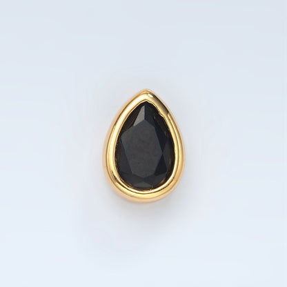 24K Gold Filled 11mm Black, Pink, Clear, Green CZ Teardrop Bead | B304 B305