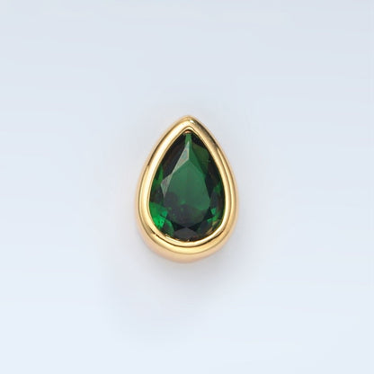 24K Gold Filled 11mm Black, Pink, Clear, Green CZ Teardrop Bead | B304 B305
