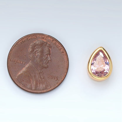 24K Gold Filled 11mm Black, Pink, Clear, Green CZ Teardrop Bead | B304 B305