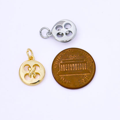 24K Gold Filled 11mm Clothes Buttons Round Charm in Gold &amp; Silver | AF1549