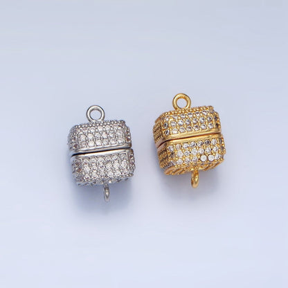 24K Gold Filled 11mm Micro Paved CZ Magnetic Closure Findings in Gold &amp; Silver | Z896
