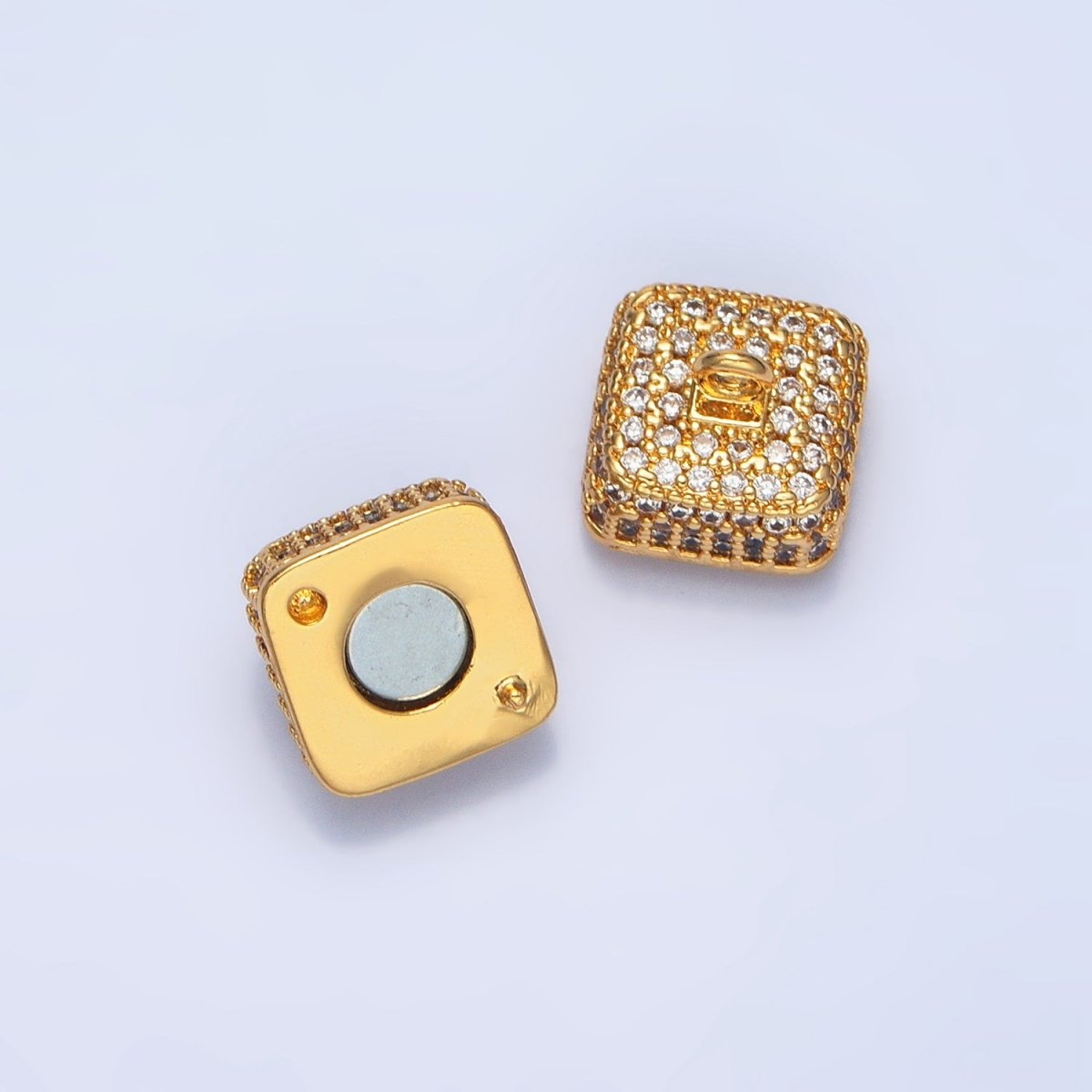 24K Gold Filled 11mm Micro Paved CZ Magnetic Closure Findings in Gold &amp; Silver | Z896