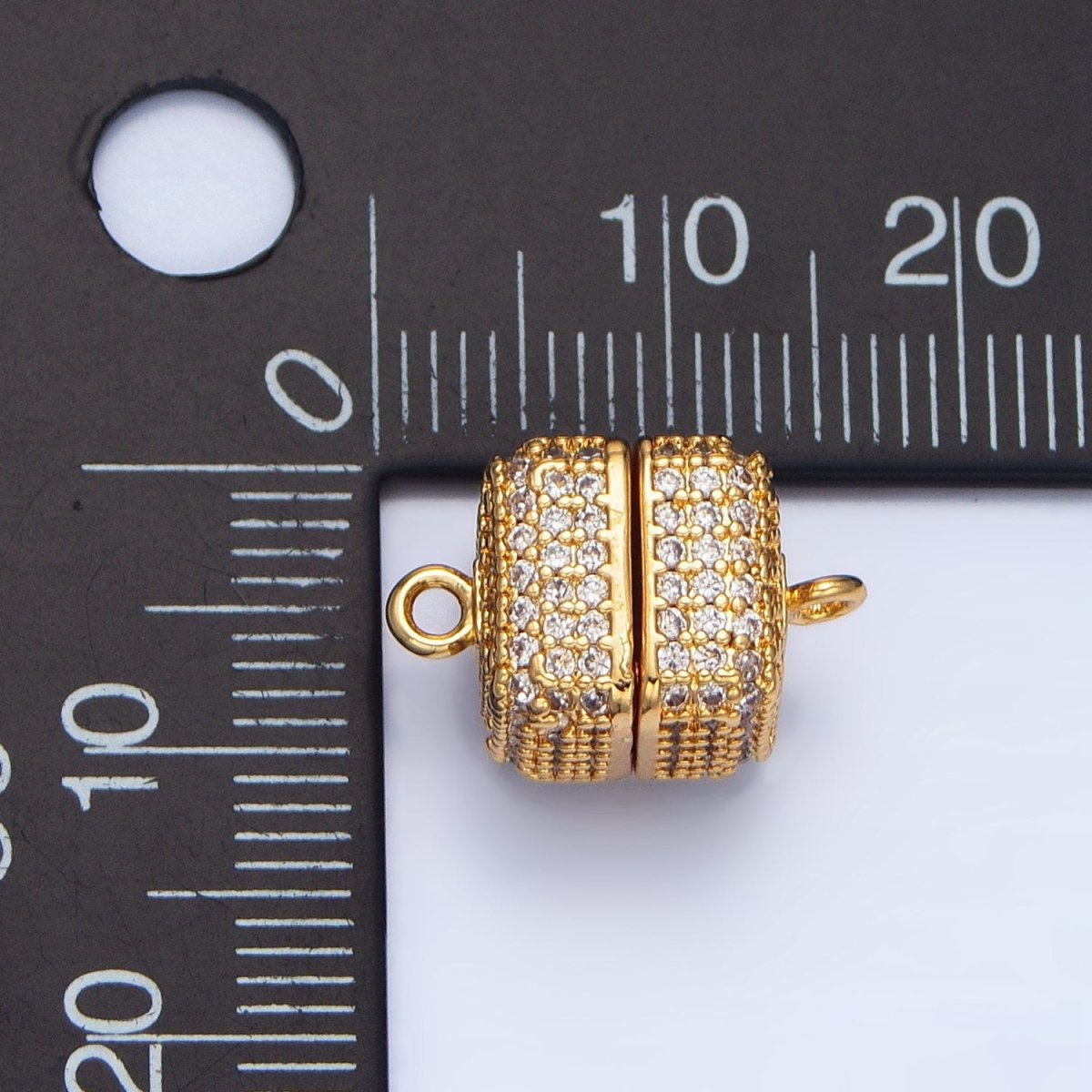 24K Gold Filled 11mm Micro Paved CZ Magnetic Closure Findings in Gold &amp; Silver | Z896