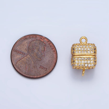 24K Gold Filled 11mm Micro Paved CZ Magnetic Closure Findings in Gold &amp; Silver | Z896