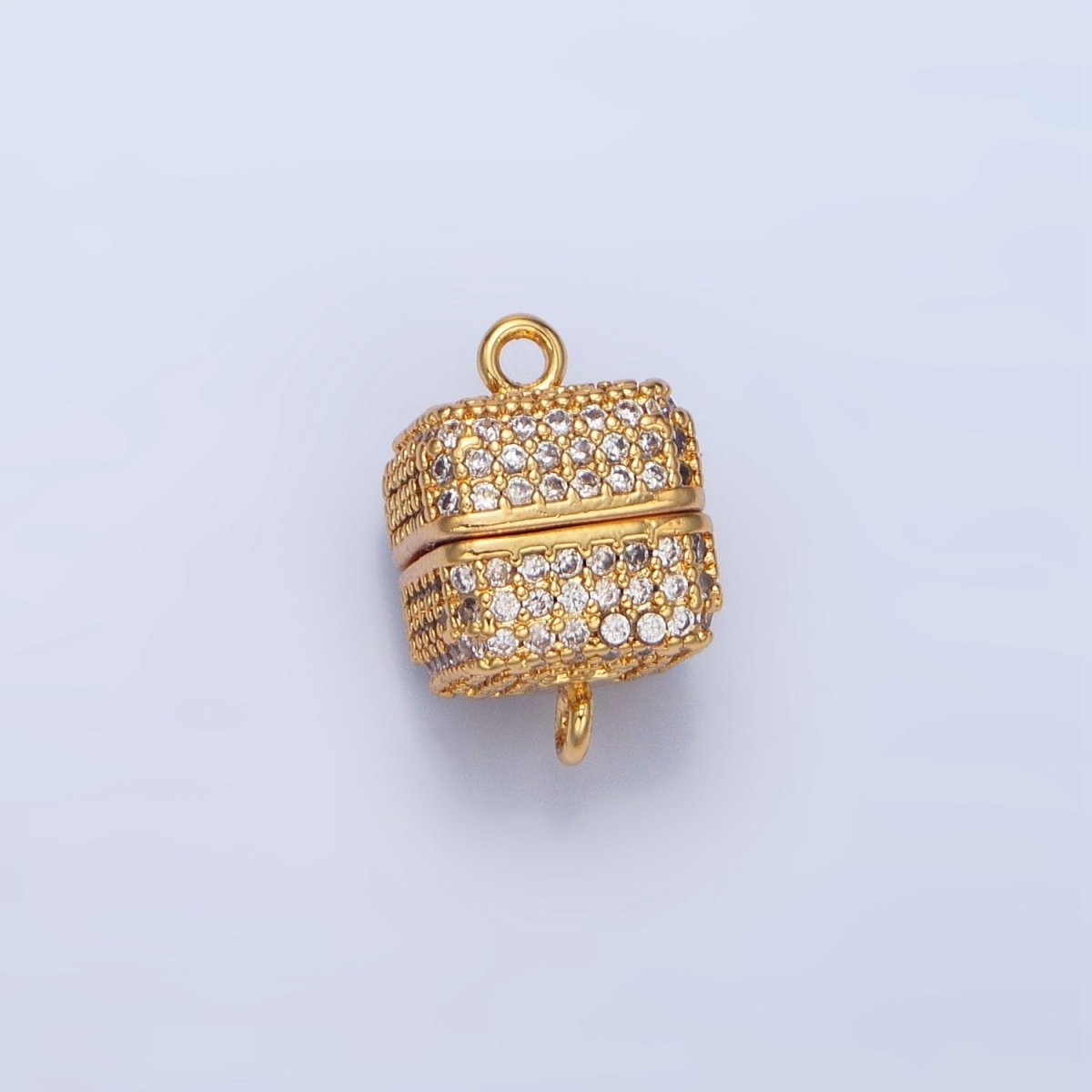 24K Gold Filled 11mm Micro Paved CZ Magnetic Closure Findings in Gold &amp; Silver | Z896