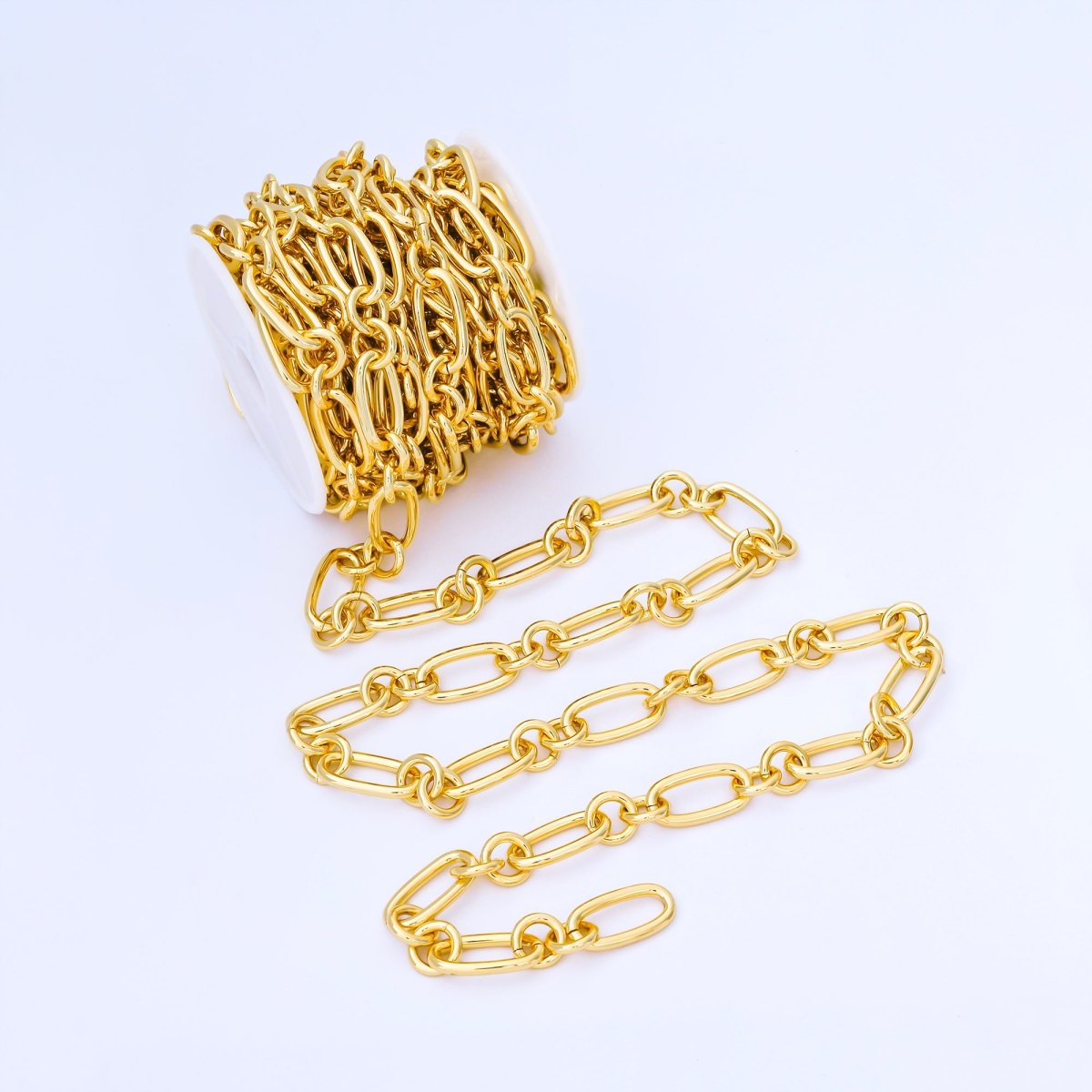 24K Gold Filled 11mm Paperclip Link Unfinished Chain by Yard | Roll-1747