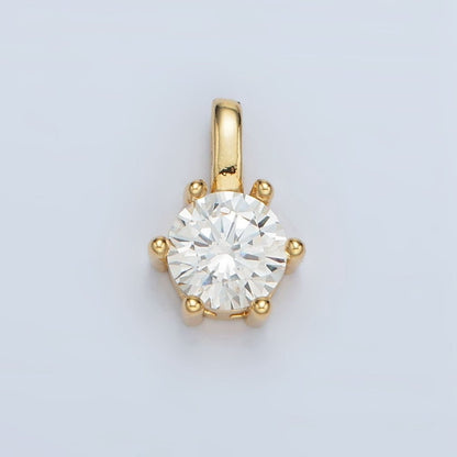 24K Gold Filled 11mm Round CZ Personalized Birthstone Pendant in Gold &amp; Silver | AA923 - AA938