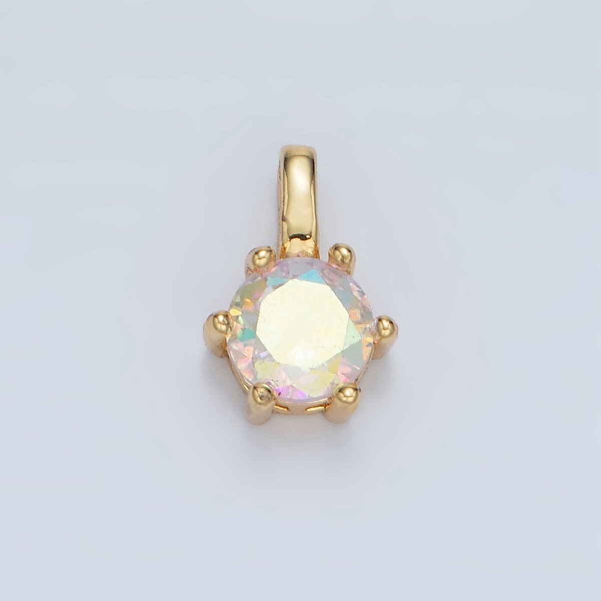24K Gold Filled 11mm Round CZ Personalized Birthstone Pendant in Gold &amp; Silver | AA923 - AA938
