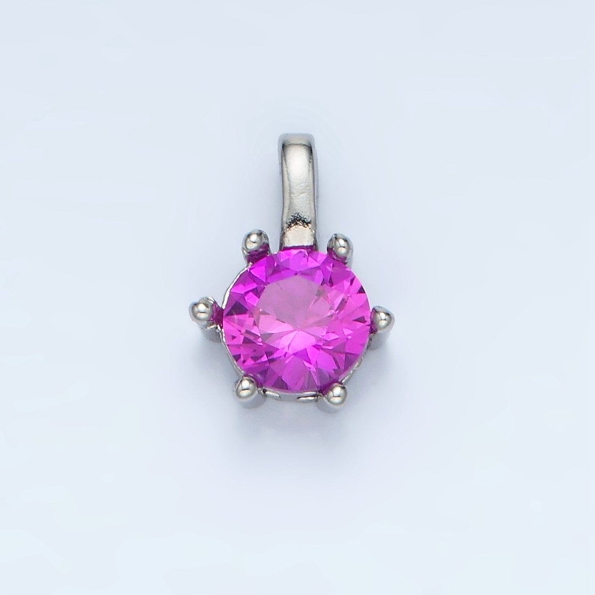 24K Gold Filled 11mm Round CZ Personalized Birthstone Pendant in Gold &amp; Silver | AA923 - AA938