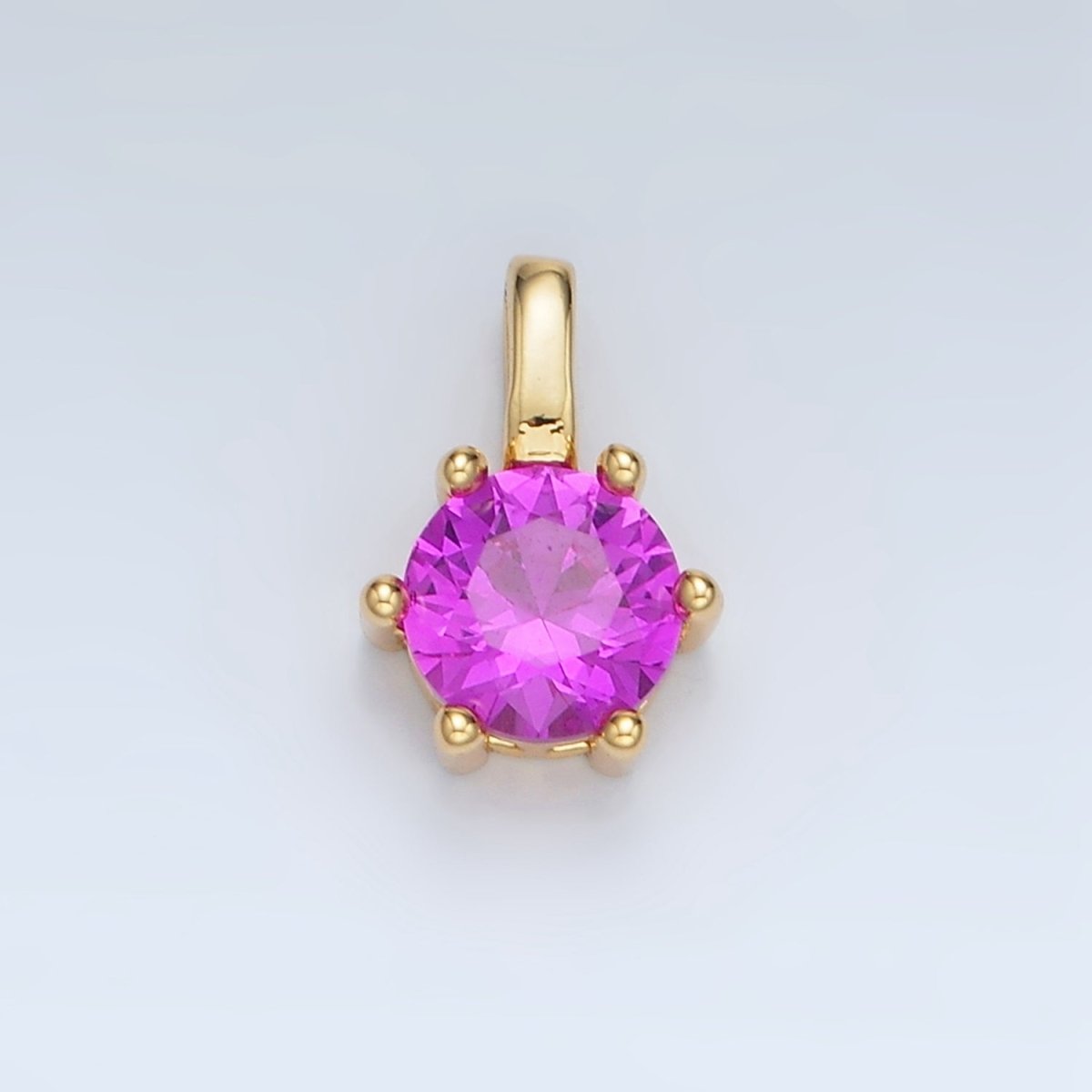 24K Gold Filled 11mm Round CZ Personalized Birthstone Pendant in Gold &amp; Silver | AA923 - AA938