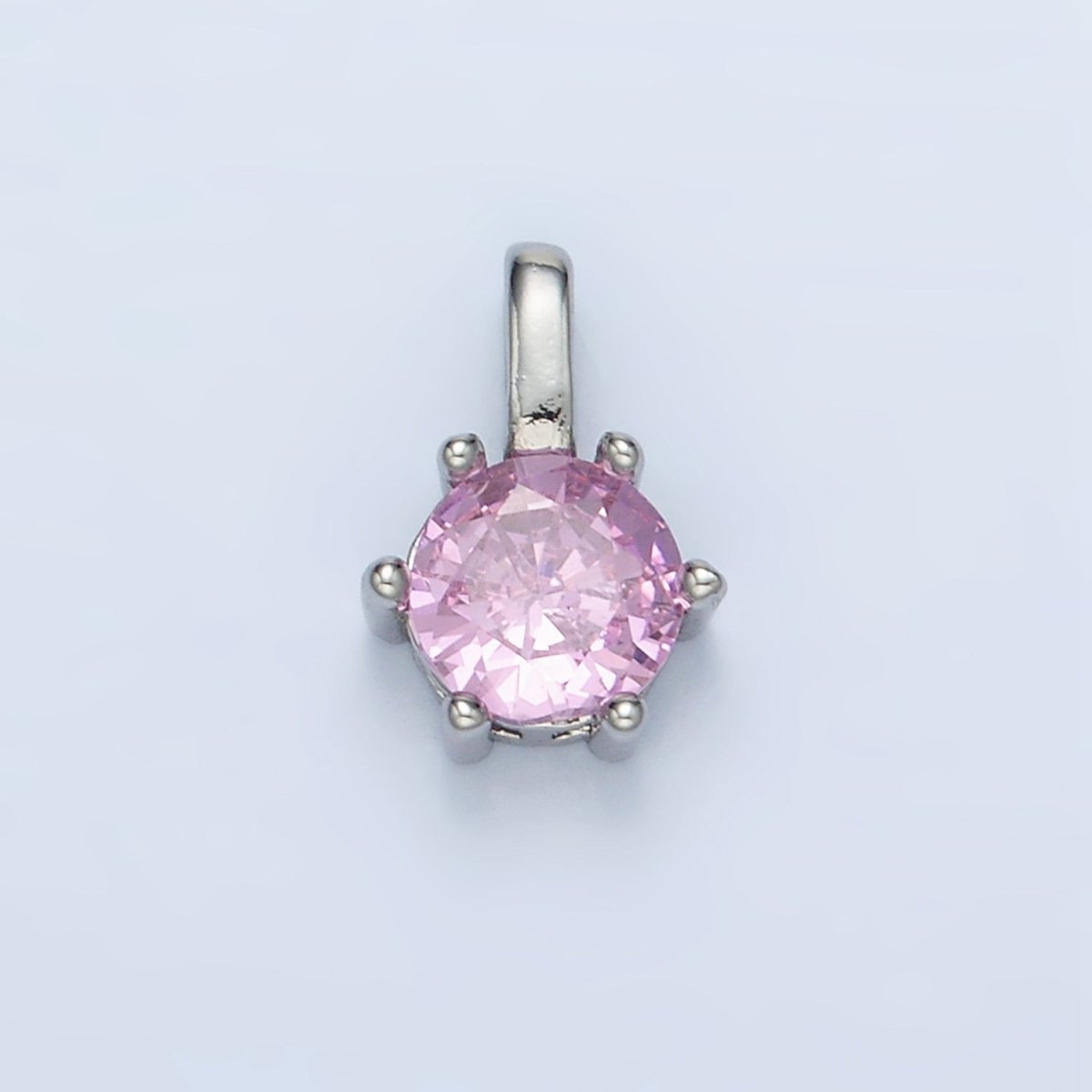 24K Gold Filled 11mm Round CZ Personalized Birthstone Pendant in Gold &amp; Silver | AA923 - AA938