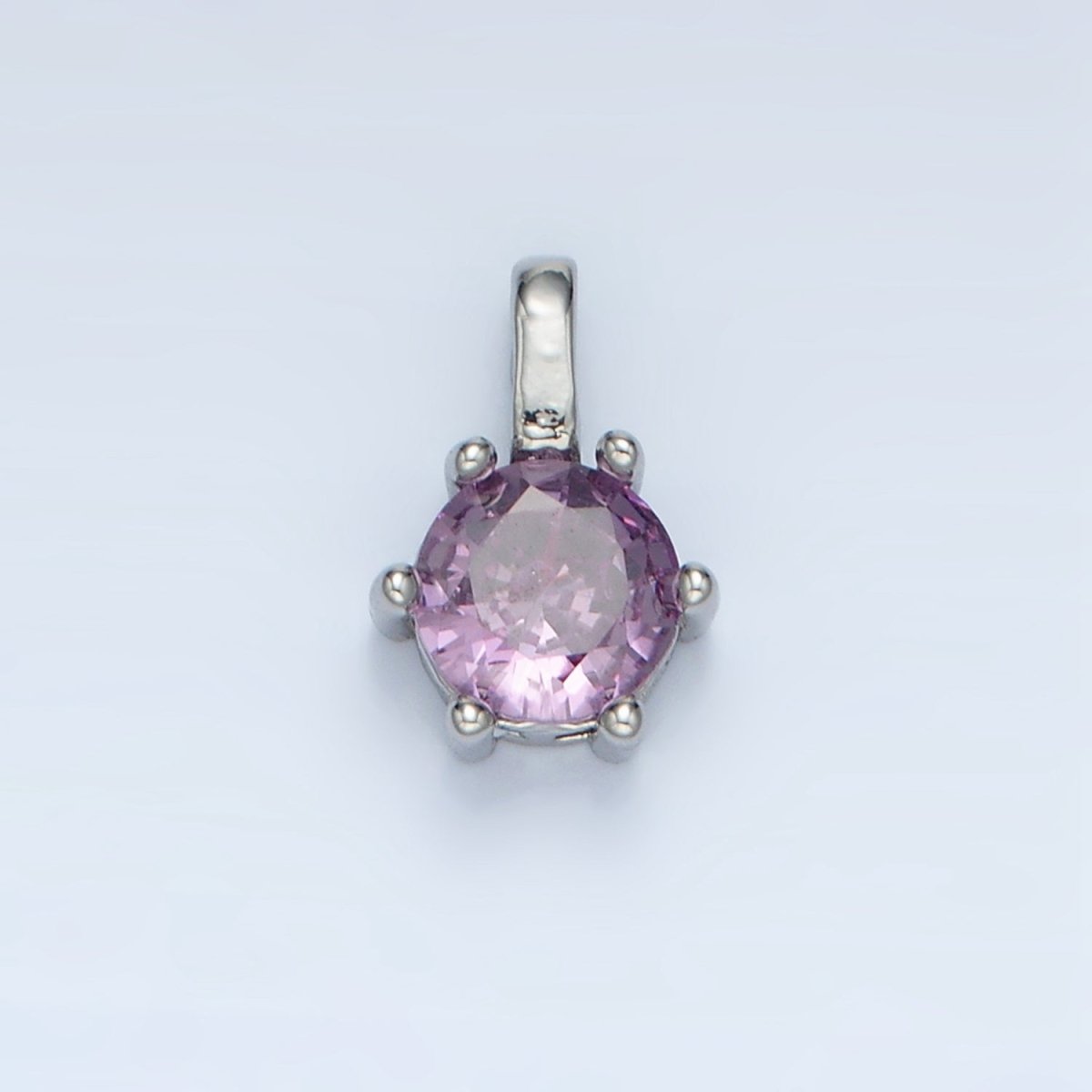 24K Gold Filled 11mm Round CZ Personalized Birthstone Pendant in Gold &amp; Silver | AA923 - AA938