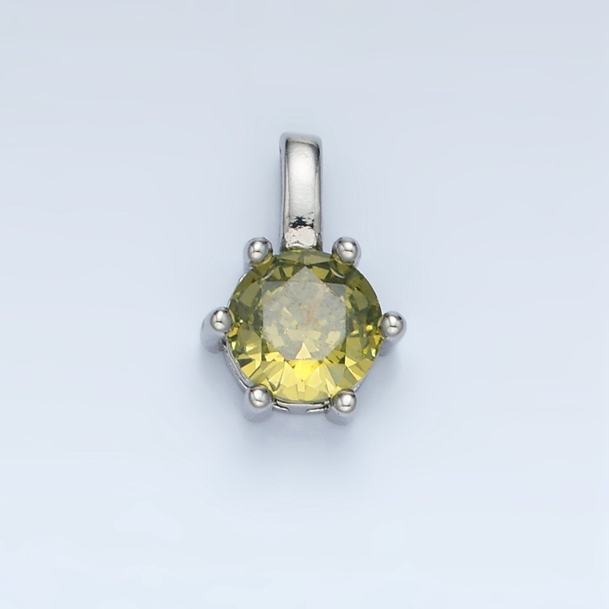 24K Gold Filled 11mm Round CZ Personalized Birthstone Pendant in Gold &amp; Silver | AA923 - AA938